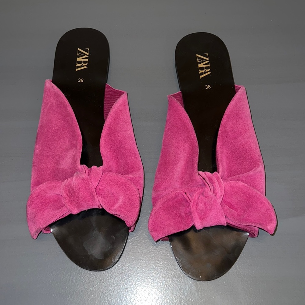 Zara pink tie sandals